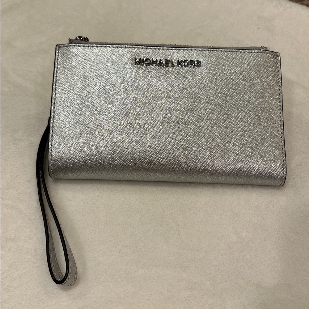 Michael Kors Shimmering Silver Wristlet